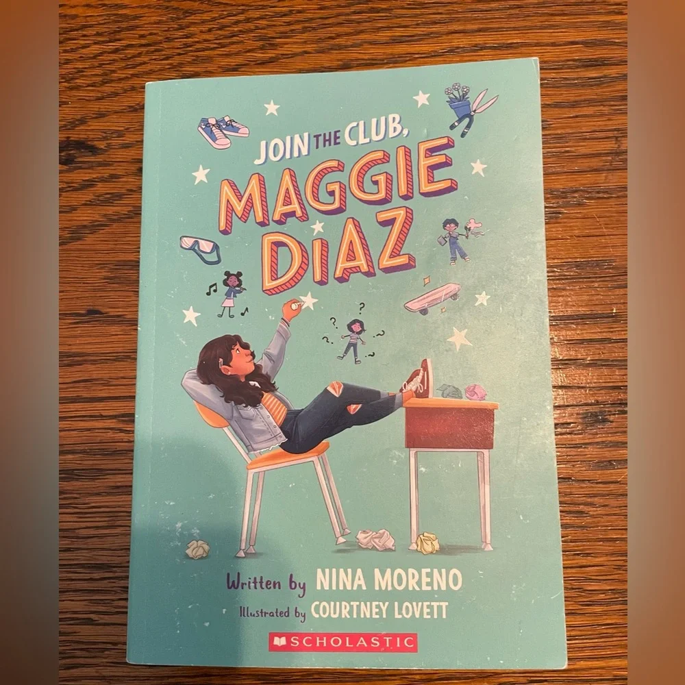 Scholastic Paperback Book Back Cover - Teal with Pink Accents